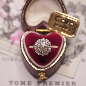 ＊K9雪の結晶ダイヤモンドリング＊英国ヴィンテージ イギリス アンティーク 指輪 金 昭和レトロ ring vintage antique gold diamond 検K18
