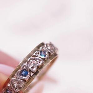 ＊K9ハートベゼルのブルースピネルリング＊英国ヴィンテージ イギリス アンティーク 指輪 金 ring vintage antique gold blue sapphireの画像5