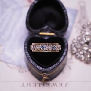 ＊K9ハートベゼルのブルースピネルリング＊英国ヴィンテージ イギリス アンティーク 指輪 金 ring vintage antique gold blue sapphireの画像2