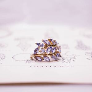 ＊K9煌めきタンザナイトリング＊英国ヴィンテージ イギリス アンティーク 指輪 金 昭和レトロ ring vintage antique gold Tanzanit (検K18 の画像7