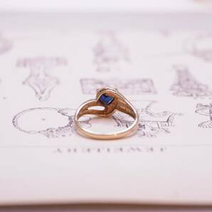 ＊K10ロイヤルブルーサファイア&ダイヤモンドリング＊英国ヴィンテージ アンティーク ring vintage antique gold blue sapphire diamondの画像8