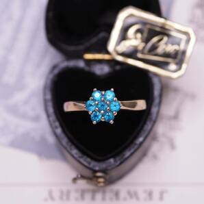 ＊K9パライバブルーアパタイトリング＊英国ヴィンテージ イギリス アンティーク 指輪 ring vintage antique gold pariba tourmaline(検K18 の画像1