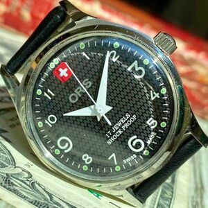 【レトロなデザイン】★送料無料★ オリス ORIS メンズ腕時計 ブラック シルバー ヴィンテージ アンティーク