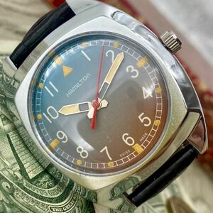 [ piece .. design ]* free shipping * Hamilton HAMILTON men's wristwatch glate hand winding Vintage antique 