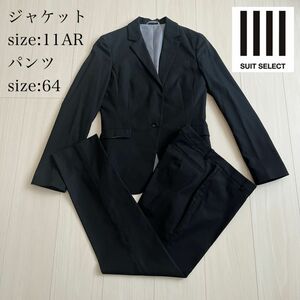 【定価¥35,000】 SUIT SELECT 黒 ブラック ストライプ パンツスーツ セットアップ 入園式 入学式