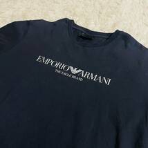 希少XL●EMPORIO ARMANI エンポリオアルマーニ 半袖 Tシャツ ブランドロゴ 現行品タグ 美品 大きいサイズ 半袖Tシャツ ネイビー メンズ LL_画像3