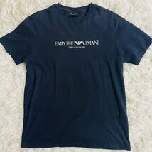 希少XL●EMPORIO ARMANI エンポリオアルマーニ 半袖 Tシャツ ブランドロゴ 現行品タグ 美品 大きいサイズ 半袖Tシャツ ネイビー メンズ LL_画像1