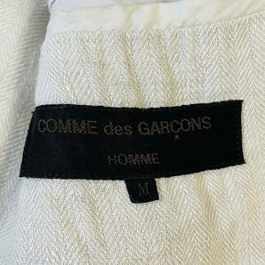 麻100%●COMME des GARCONS HOMME コムデギャルソン オム テーラードジャケット 2B ホワイト系 麻 リネン ヘリンボーン XL相当 春夏秋◎の画像6