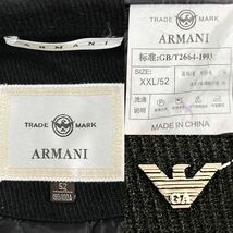 未使用級/XLサイズ●ARMANI アルマーニ ブルゾン ジャケット ジップアップ アウター イーグルロゴ シルバー金具 キルティング メンズ 黒色_画像10