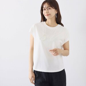 【新品未使用】Style Ravie スタイル ラヴィー 接触冷感 パール調ビーズ＆刺しゅう プルオーバー ホワイト 白 M【参考価格￥6,980-】