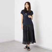 【新品未使用】Style Ravie スタイル ラヴィー 接触冷感 パール調ビーズ＆刺しゅう プルオーバー ネイビー 紺 2XL【参考価格￥6,980-】_画像2