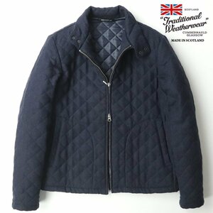 極美品 スコットランド製 Traditional Weatherwear トラディショナルウェザーウェア キルティングジャケット ネイビー 紺 38 JP:M