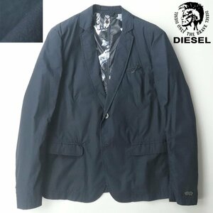 極美品 国内正規品 DIESEL ディーゼル 裏地アロハ柄 春夏 コットン 2つボタン テーラードジャケット 紺 ネイビー M【参考価格￥41,800-】