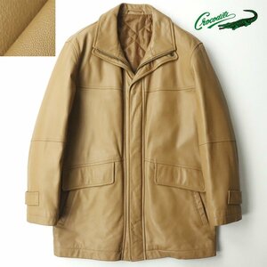 美品 CROCODILE クロコダイル 羊革 ラムレザー フィールドコート キャメル L JP:XL 中綿入り メンズ ハーフ丈【相場価格￥51,400-】-