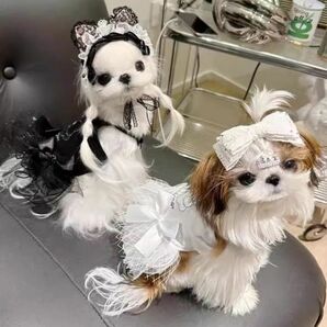 ホワイトSサイズ◆【残り数枚】犬服 キャミソール チュールスカート 清楚 上品 りぼん 新品 ドッグウェア 新作 ペット ウエディングドレスの画像4