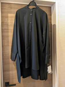 新品！Agaバンドカラーシャツ　ロング　日本製　ヤマダヤ 黒 ブラウス