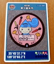 マンホールカード　東京都 東久留米市 『るるめちゃん』 湧水の妖精　007_画像1