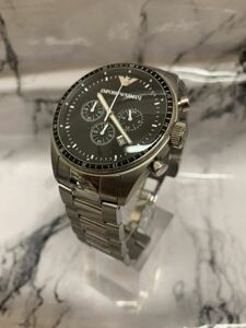 [1 jpy start ][ battery replaced ] wristwatch chronograph Emporio Armani EMPORIO ARMANI quarts AR-0585