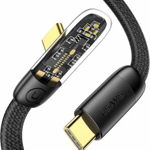 100W USB C - USB Cケーブル 90度 5A PD半透明ケーブル