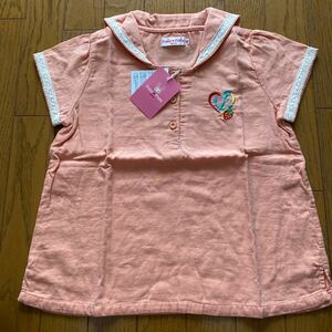 SALE 新品　マッカ　セーラー風カットソー　130 白 刺繍 半袖 シャツ　キッズ Tシャツ 