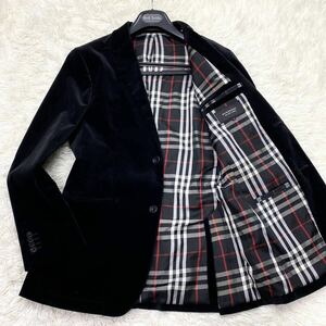  превосходный товар /. глянец велюр * Burberry Black Label tailored jacket Logo печать кнопка чёрный noba в клетку BURBERRY BLACK LABEL размер M