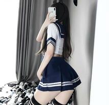 超セクシー セーラー服　エロ　学生服　制服【トップス・スカート・ショーツ3点セット】 コスプレ衣装　可愛い ミニスカート_画像2