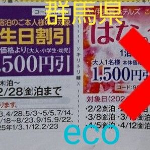 群馬県　伊東園ホテルズ 伊東園ホテル 温泉 お誕生日割引券　伊香保温泉　四万温泉　露天風呂　バイキング　家族旅行　お得　宿泊　割引