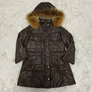 R47 バーバリーロンドン 110cm キッズ ダウンコート ファー ダークブラウン BURBERRY LONDON の画像3