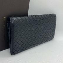 R310【美品】BOTTEGA VENETA ボッテガヴェネタ 長財布 二つ折り ウォレット レザー カードケース カード入れ お札入れ 小銭入れ 黒ブラック_画像1