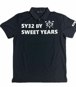 新品 未使用 SY32 バイ スィートイヤーズ ゴルフ 半袖 ポロシャツ Lサイズ ゴルフウェア ブラック 速乾 ドライシャツ スイートイヤー