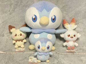 ポケピース　4点セット（でかポッチャマ、ポッチャマ、ヒバニー、ピチュー）　ポケモンぬいぐるみ