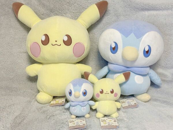 ポケピース　4点セット（でかポッチャマ、でかピカチュウ、ちびポッチャマ、ちびピカチュウ）ポケモンぬいぐるみ