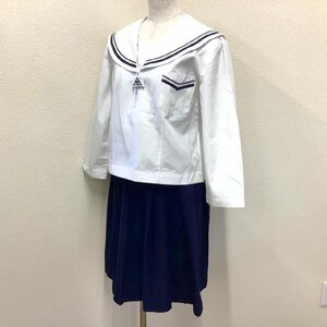 I507/Y(中古)福島県 安達中学校 女子制服2点 /L~LL/W72～74/丈53/親子紺2本/合服セーラー/冬吊りスカート/夏/冬/高校/女子学生/学生服