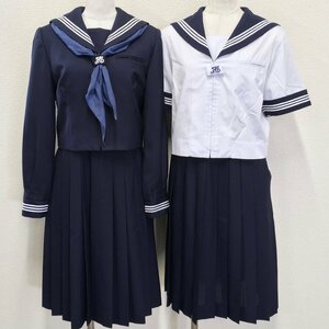 A659/L(中古)埼玉県 和光市立第二中学校 女子制服6点 /旧制服/3/160A/W66/セーラー/ジャンパースカート/スカート/スカーフ/白3本/卒業生