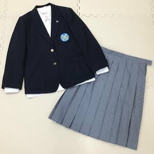 O607/T1063(中古)栃木県 陽東中学校 女子制服3点 /旧制服/校章付/大きめ/大きい/170A/15/W80/ブレザー/ブラウス/スカート/紺/冬服/卒業生品