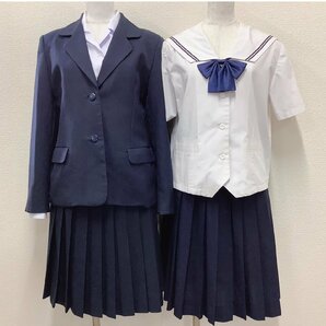 I555/Y(中古)山形県 山形北高校 女子制服7点 /L/165A/170A/W69/ブレザー/変形セーラー/ブラウス/スカート/リボン/冬服/夏服/合服/学生服/の画像1