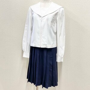 A672/S1020(中古)秋田県 秋田南高校 女子制服2点 /L程度/W66/半合服セーラー/夏スカート/夏服/夏用 中間服/合服//学生服/卒業生品