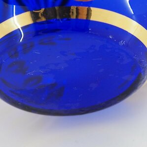★☆  BOHEMIAN GLASS ボヘミアンガラス 花器  花瓶 コバルトブルー フラワーベース 高さ 約16.5cm / 置物  /  オブジェ ☆★の画像4
