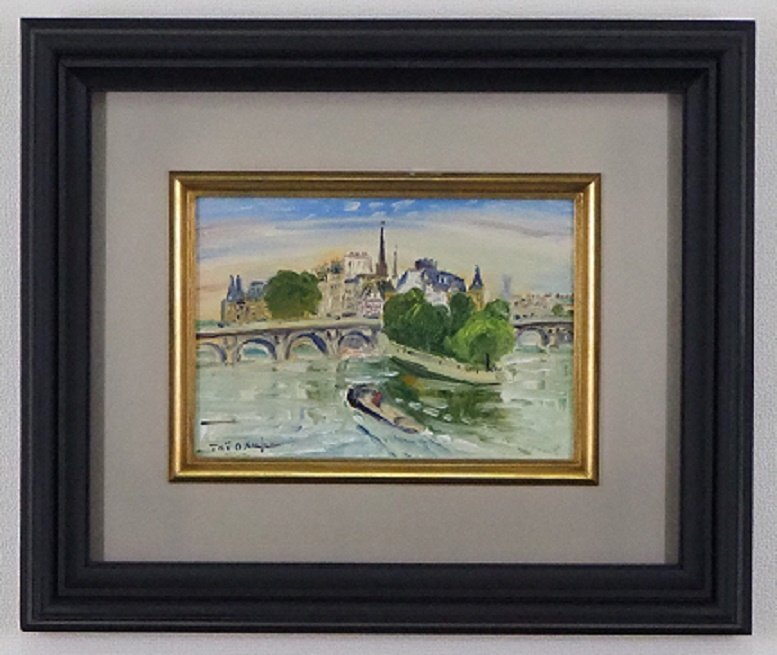 ★☆[Autenticidad Garantizada] Pintura Pintura al óleo de Yasushi Okubo Ile de la Cité, París, Sena River SM Thumbhole Firmado en la parte posterior del lienzo / Nacido en la prefectura de Aichi ☆★, cuadro, pintura al óleo, Naturaleza, Pintura de paisaje