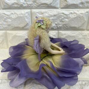 【美品】若月まり子 ビスクドール  花の妖精 紫色 全長27cm 西洋人形 アンティークドール 創作人形 ②の画像6