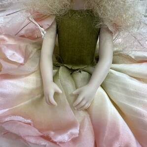 【美品】若月まり子 ビスクドール  妖精（スイートバジル）ピンク色 全長27cm 西洋人形 アンティークドール 創作人形 ③の画像3