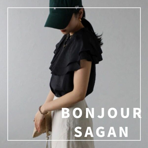 "新品・タグ付"フレアケープノースリブラウス/BONJOUR SAGAN