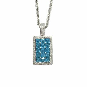 750 ブルートパーズ・ダイヤモンド ネックレス BT2.45ct D0.30ct 6.3g ホワイトゴールド アクセサリー ジュエリー ソーティング 送料880円