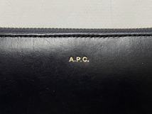 A.P.C. アーペーセー ロゴ刻印 L字ジップ レザー長財布 ブラック ウォレット 札入れ 小銭入れ カード入れ_画像7