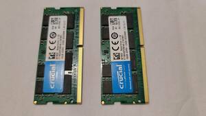 【中古完動品】ノート用メモリ32GB（16GB×2個）DDR4-2400 SO-DIMM CT16G4SFD824A.C.C16FBR1 crucial
