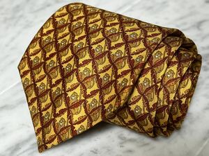 699 иен ~ Ferragamo галстук оттенок желтого красный общий рисунок животное (YW2)