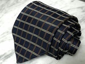 699円～ Aquascutum ネクタイ ブロックチェック柄 ネイビー系 (B5)