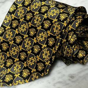 699円～ VERSACE ネクタイ イエロー グレー ブラック メデューサ (GB1)の画像1