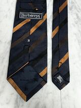 699円～ BURBERRY ネクタイ ストライプ ネイビー系 ワンポイントロゴ (B5)_画像4