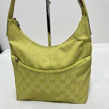 希少品　1円　GUCCI グッチ ワンショルダーバッグ ハンドバッグ レザー 肩掛け GG柄 GGキャンバス ショルダーバッグ グリーン _画像2